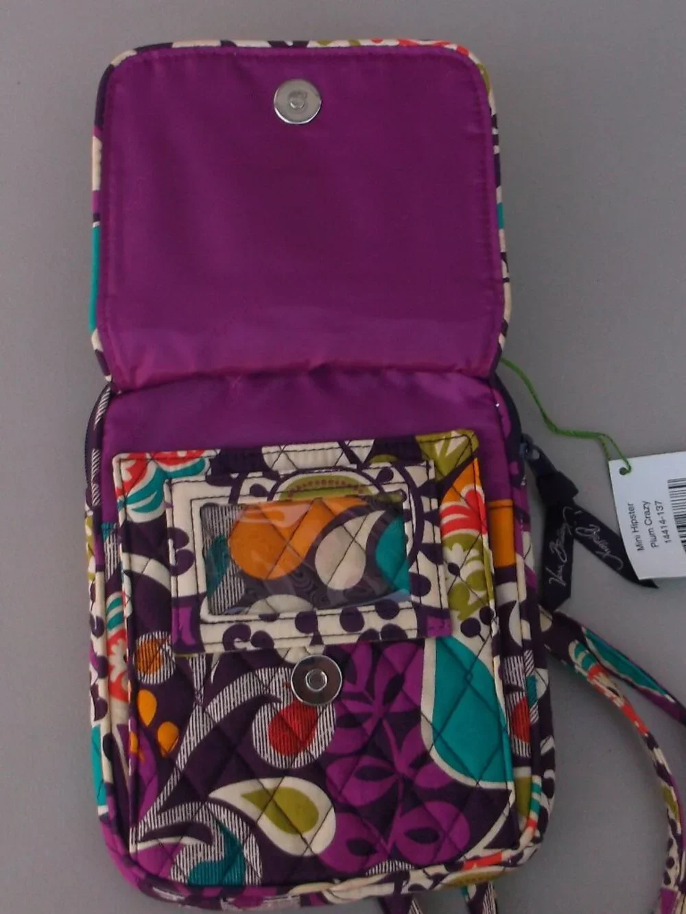 NWT Vera Bradley Plum Crazy Mini Hipster + NWT Earring Set